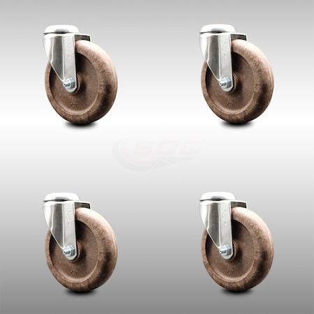 Service Caster 5 Inch 316SS High Temp Glass Filled Nylon Wheel Swivel Bolt Hole Caster Set SCC SCC-SS316BH20S514-GFNSHT-4